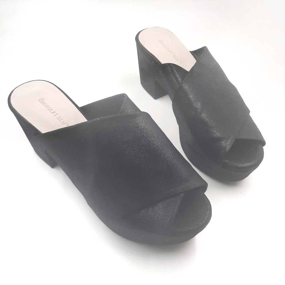 CHOCOLAT BLU CrissCross Platform Sandal Slide Black Shimmer NWOT Unworn 10 - Picture 14 of 14